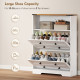 Shoe Cabinet with 2 Flip Drawers, Narrow Shoe Storage Cabinet, White