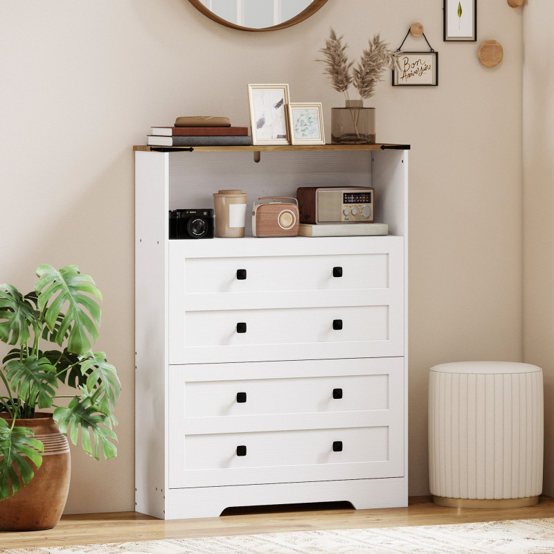 Shoe Cabinet with 2 Flip Drawers, Narrow Shoe Storage Cabinet, White