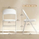 Set of 6 Metal Foldable Chairs, PU Leather Padded Folding Chairs with Cushion Seat and Open Back for Indoor, White