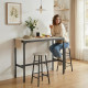 3-Piece Counter Height Bar Table and Chairs, Dining Table and Chairs Set for 2, Pub Table and Chairs