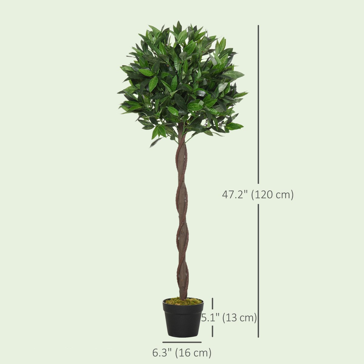 4FT Artificial Laurel Tree Set of 2, Lifelike Fake Plant with 564 Leaves, Potted Fake Plant for Home Office Decor, Green