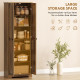 67" Farmhouse Pantry Cabinet with 2 Doors, Tall Storage Cabinet with Adjustable Shelves, Brown Wood Grain