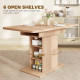Extendable Dining Table for 4-6 People, 43.3"-51.2" Kitchen Table with 6 Open Shelves, Natural Wood