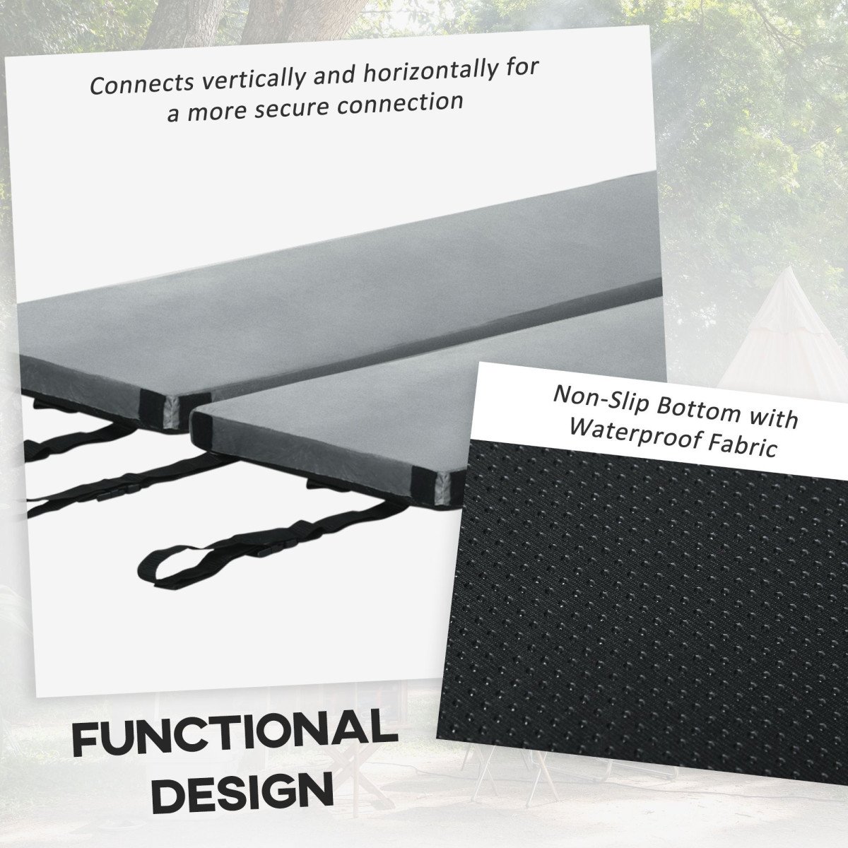 Camping Mat, Sleeping Mat, Memory Foam Sleeping Pad, 2.8'' Thick Portable Roll Up Camping Mattress Sleeping Pad & Floor Mattress, Cot Mat Pad with Travel Bag, Grey
