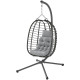 Hanging Egg Chair with Stand, Foldable Wicker Rattan Swing Chair with Thick Cushion, Headrest, Light Grey