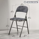 4 Pack Folding Chairs with Padded Seats, Velvet Portable Party Chairs with Steel Frame, Dark Grey