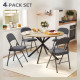 4 Pack Folding Chairs with Padded Seats, Velvet Portable Party Chairs with Steel Frame, Dark Grey
