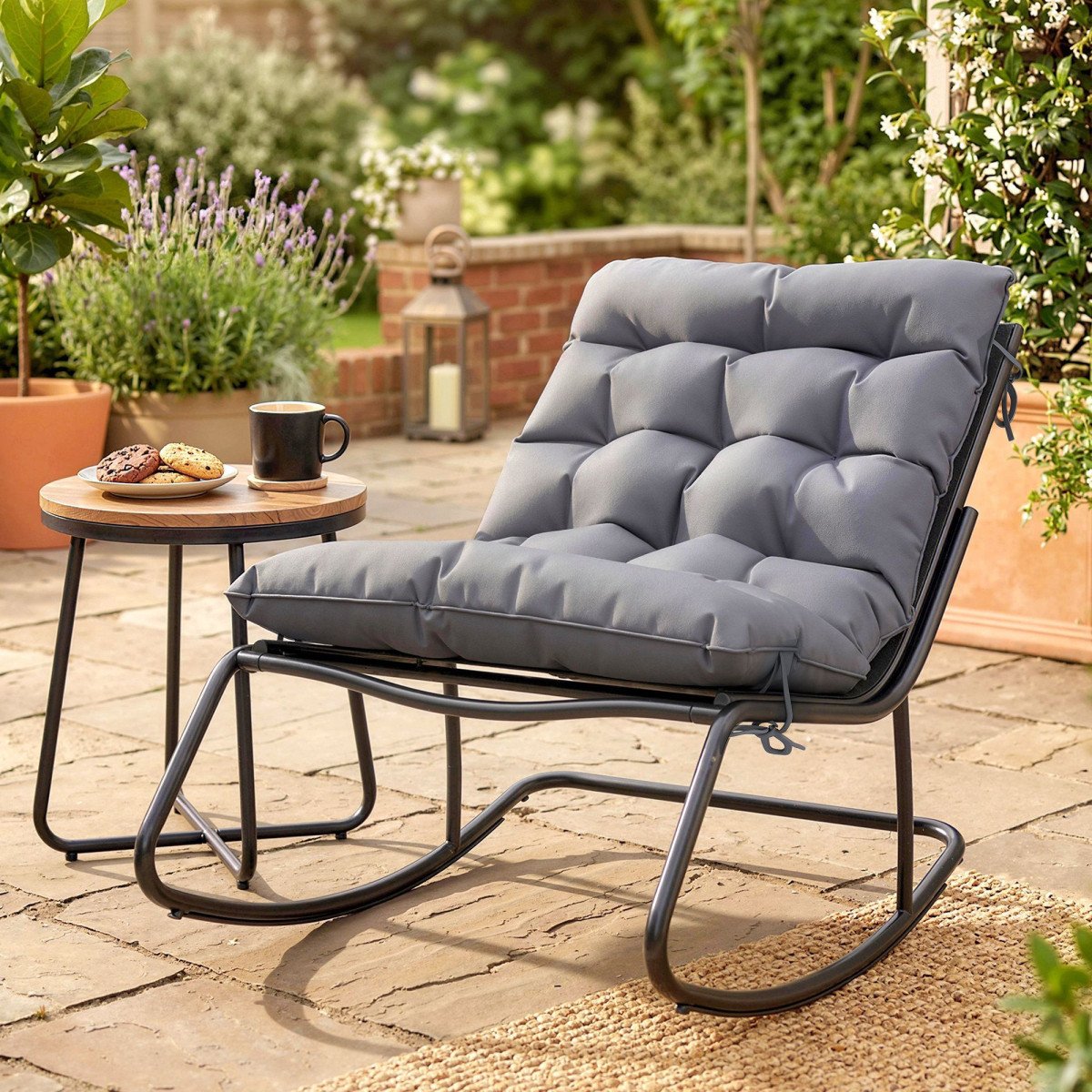 Outdoor Rocking Chair, Oversized Rocking Patio Chair with 25