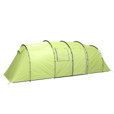 6 Person Camping Tent with Porch, Large Family Tent with 2 Bedroom and Living Room, Light Green