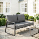 Outdoor Sofa Thick Cushions Outdoor Patio Couch Loveseat 2 Seater for Garden Black and Light Grey