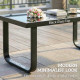 Outdoor Patio Coffee Table, Rectangle Metal Side Table with Tempered Glass Tabletop, Adjustable Foot Pads