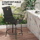 Outdoor Bar Stools Set of 2, 360° Swivel Bar Height Chairs, 27.6" x 28.7" x 48.4", Black