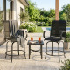 Outdoor Bar Stools Set of 2, 360° Swivel Bar Height Chairs, 27.6" x 28.7" x 48.4", Black