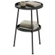 Metal Patio Side Table, 2-Tier Round End Table, for Living Room, Bedroom, Garden, Balcony, Black