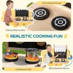 Qaba Mud Kitchen for Kids Outdoor with Wheels, Wooden Play Kitchen with Sink, Storage, Planting Pots, Blackboard, Yellow