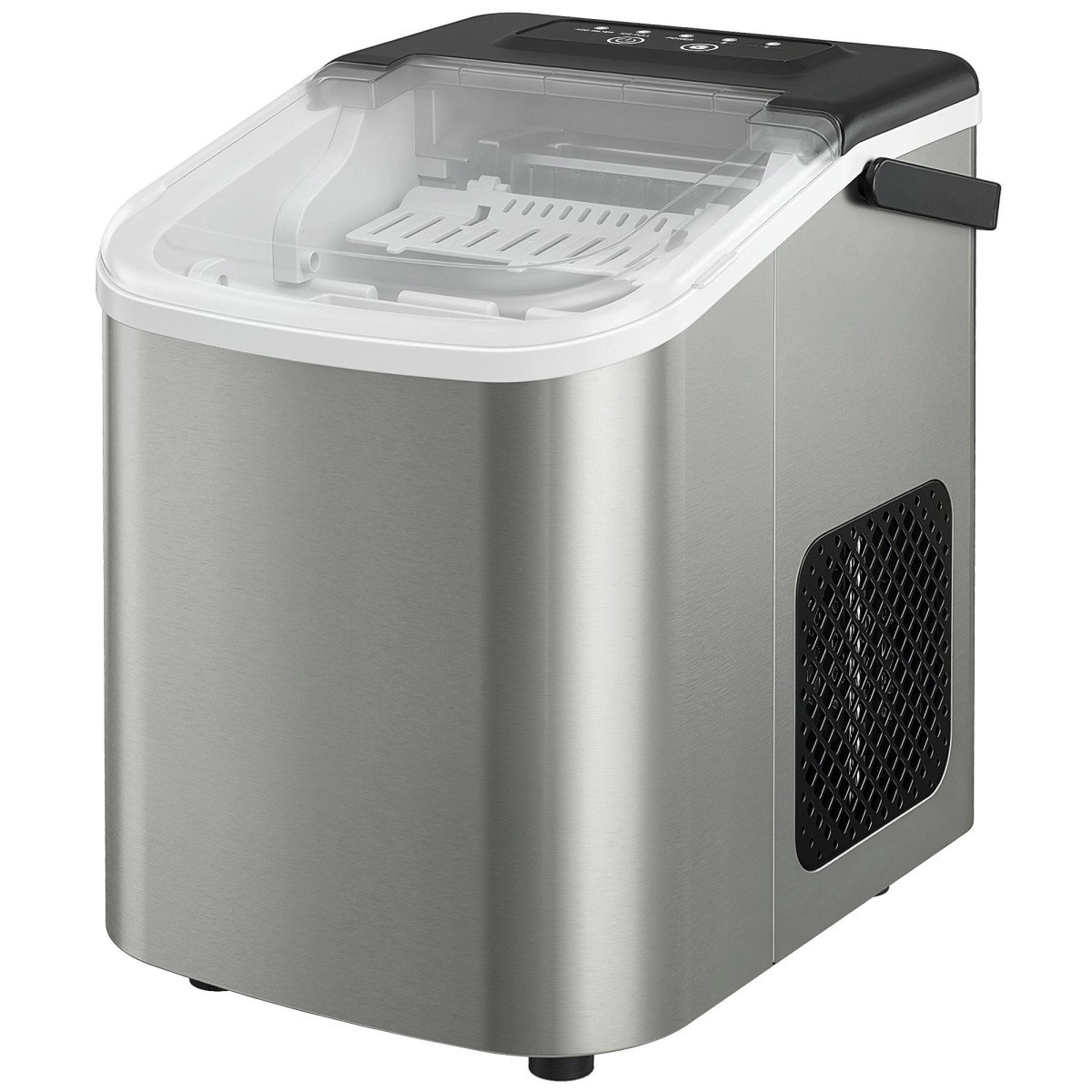 Portable Ice Maker Countertop, Self-Cleaning Ice Machine with 2 Bullet Ice Sizes, Ice Scoop, Silver