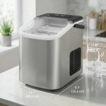 Portable Ice Maker Countertop, Self-Cleaning Ice Machine with 2 Bullet Ice Sizes, Ice Scoop, Silver