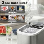 Portable Ice Maker Countertop, Self-Cleaning Ice Machine with 2 Bullet Ice Sizes, Ice Scoop, Silver