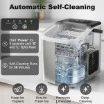 Portable Ice Maker Countertop, Self-Cleaning Ice Machine with 2 Bullet Ice Sizes, Ice Scoop, Silver