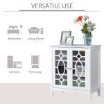 Sideboard Cabinet, Buffet Table with Double Framed Glass Doors, 2 Adjustable Shelves and Elevated Base White