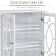 Sideboard Cabinet, Buffet Table with Double Framed Glass Doors, 2 Adjustable Shelves and Elevated Base White
