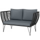 Outdoor Couch Patio Sofa with Cushions, 2 Seater Patio Furniture Loveseat with Galvanized Steel Frame, Light Grey