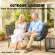 Outdoor Couch Patio Sofa with Cushions, 2 Seater Patio Furniture Loveseat with Galvanized Steel Frame, Light Grey
