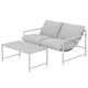 2 Piece Patio Furniture Set, Outdoor Loveseat Sofa Set with Thick Cushions and Coffee Table for Porch Garden, Light Grey