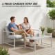 2 Piece Patio Furniture Set, Outdoor Loveseat Sofa Set with Thick Cushions and Coffee Table for Porch Garden, Light Grey