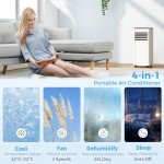 10000 BTU Portable Air Conditioner, AC Unit with Dehumidifier, Fan, WiFi Voice Remote Control, for Room up to 441 Sq. ft
