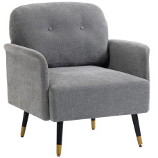 Accent Chair Modern Tufted with Metal Legs Upholstered Reading Armchair for Living Room Grey