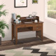 Study Table with Storage Hutch, Drawers, Shelf, Home Office Writing Table Study Workstation with Cable Management, Brown