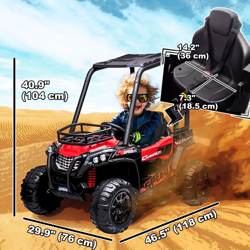 Kids Ride-On Car 12V Battery-Powered Electric Off-Road UTV Toy, 1.8–3.7 mph, with High Roof, Parental Remote Control, Music, Lights, MP3, and Suspension Wheels for Ages 37–96 Months