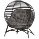 Egg Chair, Patio Lounge Chair, Foldable Basket Chair with Large Seat Cushion, Side Pocket, Sand