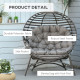 Egg Chair, Patio Lounge Chair, Foldable Basket Chair with Large Seat Cushion, Side Pocket, Sand