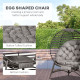 Egg Chair, Patio Lounge Chair, Foldable Basket Chair with Large Seat Cushion, Side Pocket, Sand