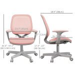Office Chair, Small Computer Desk Chair with Mesh Back, Swivel Castors, Arm, Pink