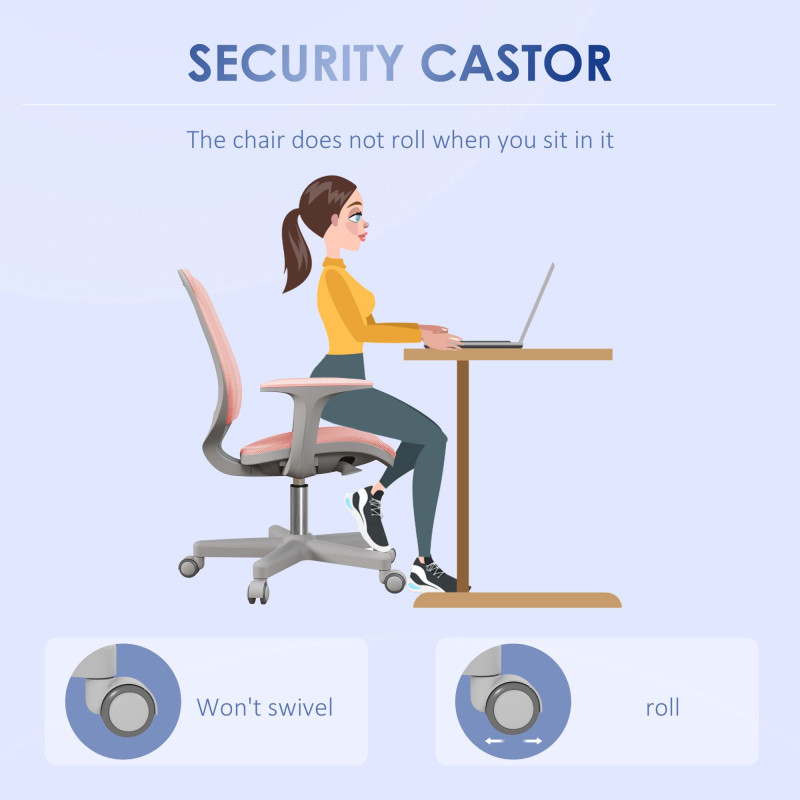 Office Chair, Small Computer Desk Chair with Mesh Back, Swivel Castors, Arm, Pink