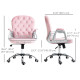 Office Chair, Computer Desk Chair with Adjustable Height and Tufted Back, Pink