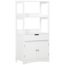 Bathroom Floor Cabinet, Free Standing Kitchen Cabinet with Shelves, Drawer and Doors, for Living Room, White