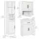 3-Piece Bathroom Furniture Set, Modern Bathroom Storage Cabinet with Drawers and Shelves, Tall and Small Floor Cabinets, Wall-mounted Medicine Cabinet, White