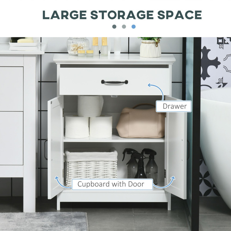 3-Piece Bathroom Furniture Set, Modern Bathroom Storage Cabinet with Drawers and Shelves, Tall and Small Floor Cabinets, Wall-mounted Medicine Cabinet, White