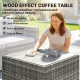 7 Piece Patio Furniture Set, L-Shaped Wicker Outdoor Sectional Sofa with Faux Wood Coffee Table, Cushions, Light Grey