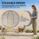 Egg Chair, Patio Lounge Chair, Foldable Basket Chair with Large Seat Cushion, Side Pocket, Light Grey