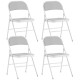 Set of 4 Metal Foldable Chairs, Corduroy Padded Folding Chairs with Cushion Seat and Open Back for Indoor, White