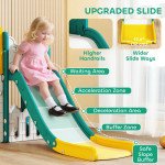 Qaba 7 in 1 Toddler Slide with Basketball Hoop, Climbing Frame, Telescope, Drawing Board, Storage Box for Ages 1-3, Yellow