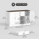 Farmhouse Sideboard with Charging Station and Thickened Top, 58" Buffet Cabinet with 2 Soft-Close Drawers, White