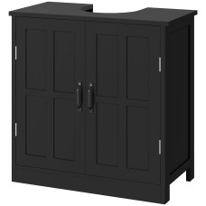 edestal Under Sink Cabinet, Bathroom Vanity Cabinet Storage with Double Doors and Adjustable Shelf, Black