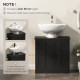 edestal Under Sink Cabinet, Bathroom Vanity Cabinet Storage with Double Doors and Adjustable Shelf, Black