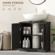 edestal Under Sink Cabinet, Bathroom Vanity Cabinet Storage with Double Doors and Adjustable Shelf, Black